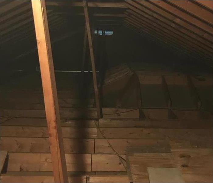 Attic with insulation removed